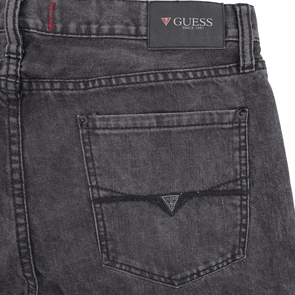 Guess Regular Straight Crescent Fit Jeans Black Mens 36x32